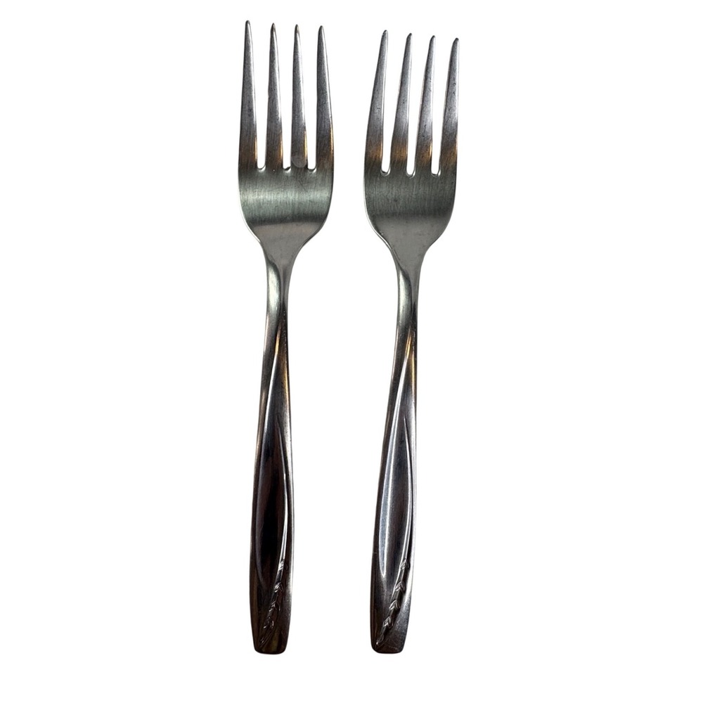 Rogers Cutlery Co Stainless USA Salad Forks Set of 2 Wheat Pattern 6 Inch